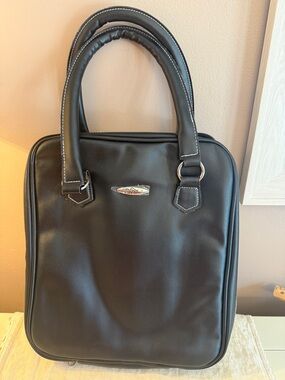 New Preserve Faux Black Leather  Jewelry Tote. Travel Bag